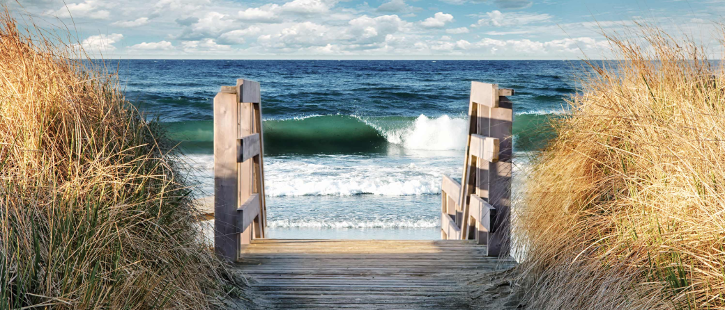 Staircase leading down to the beach in Nova Scotia