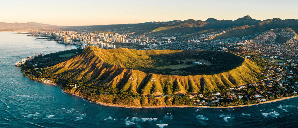 Aerial view of Hawaii from the ocean
