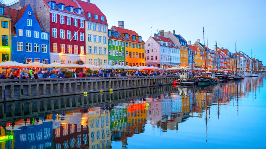 coloured buildings in copenhagen by the waterfront