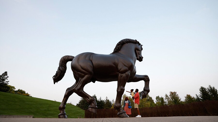 The American horse at Frederik Meijer Gardens & Sculpture Park in Grand Rapids, Michigan