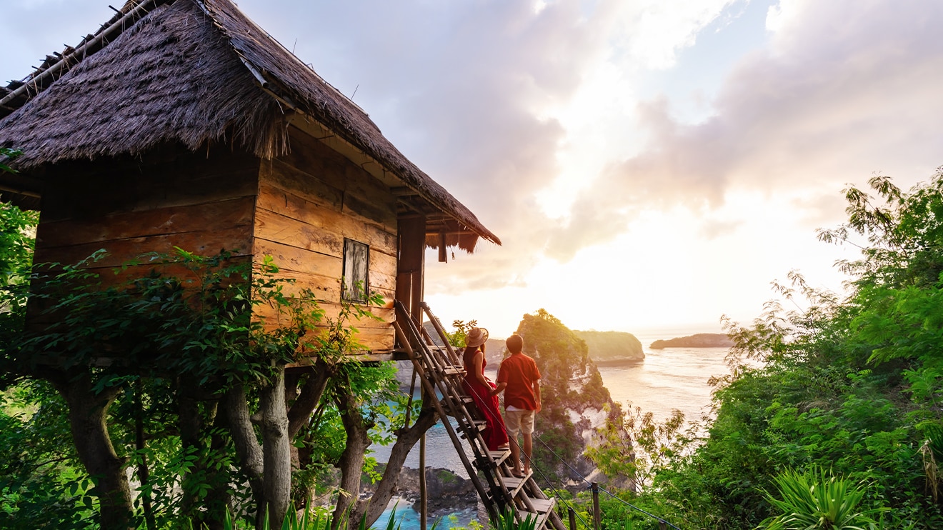 Wooden hut by the sea