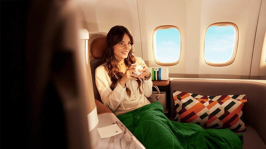 A person sitting in an airplane