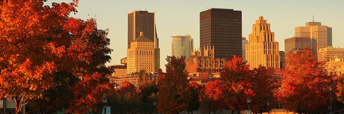 A scenic fall view of downtown Montreal, Quebec, Canada.