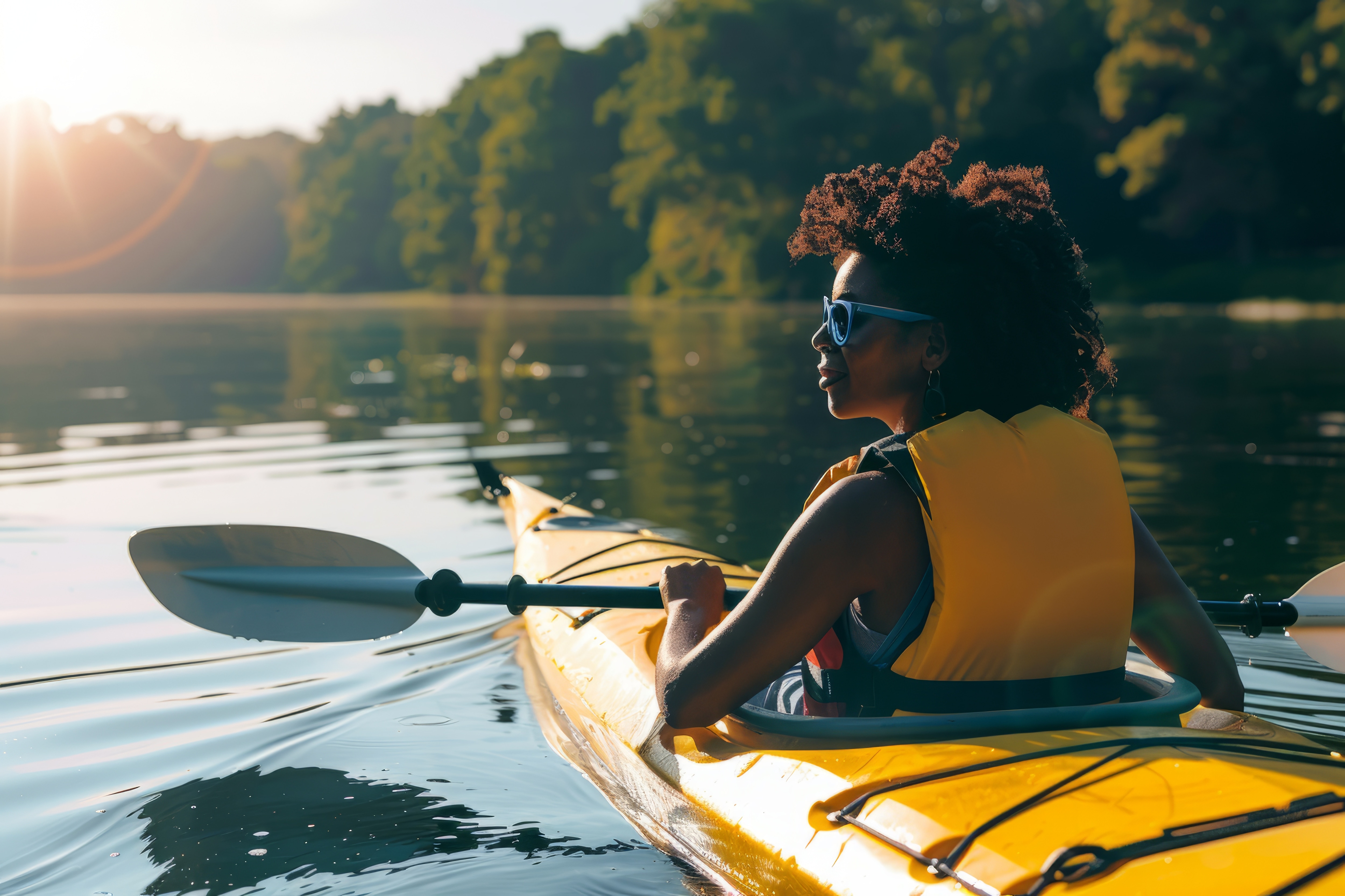 Woman in canoe boat
