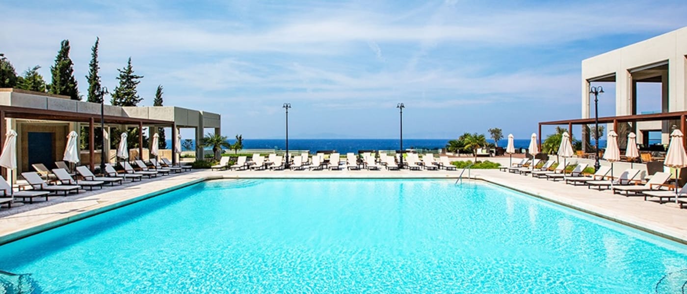 Poolside at the Sheraton Rhodes Resortin Greece.