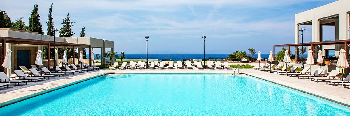 Poolside at the Sheraton Rhodes Resortin Greece.