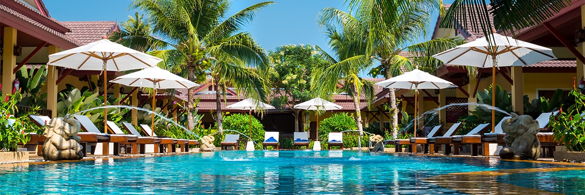 beautiful swimming pool in tropical resort, Phuket, Thailand