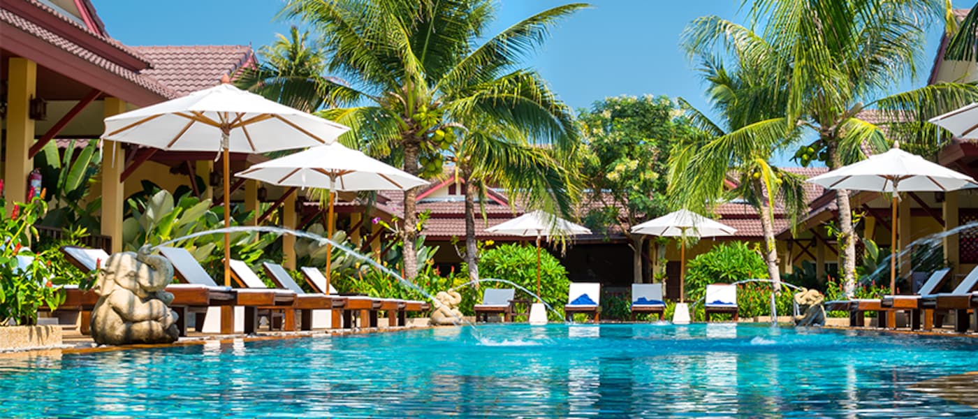 beautiful swimming pool in tropical resort, Phuket, Thailand