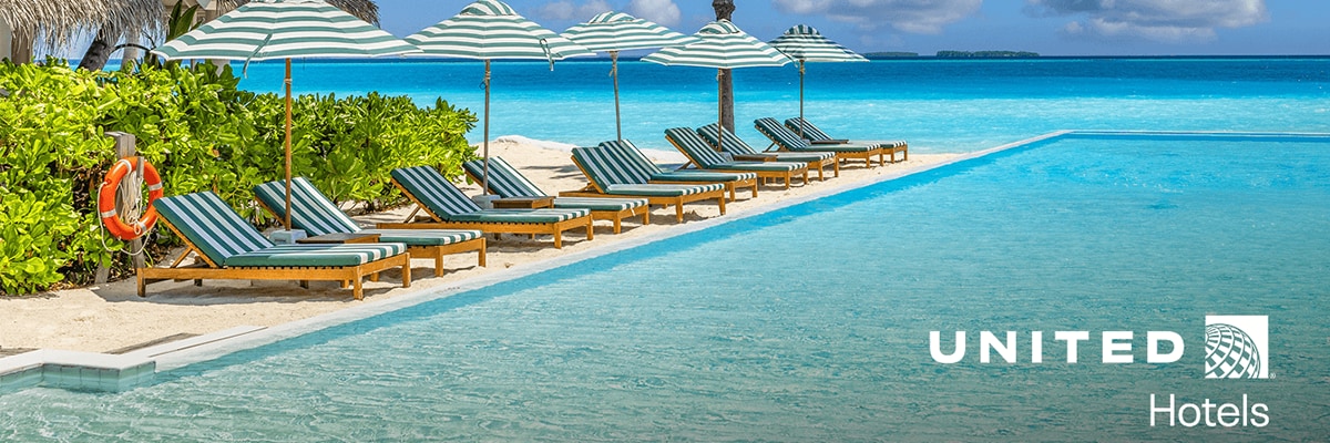 Deckchairs by poolside