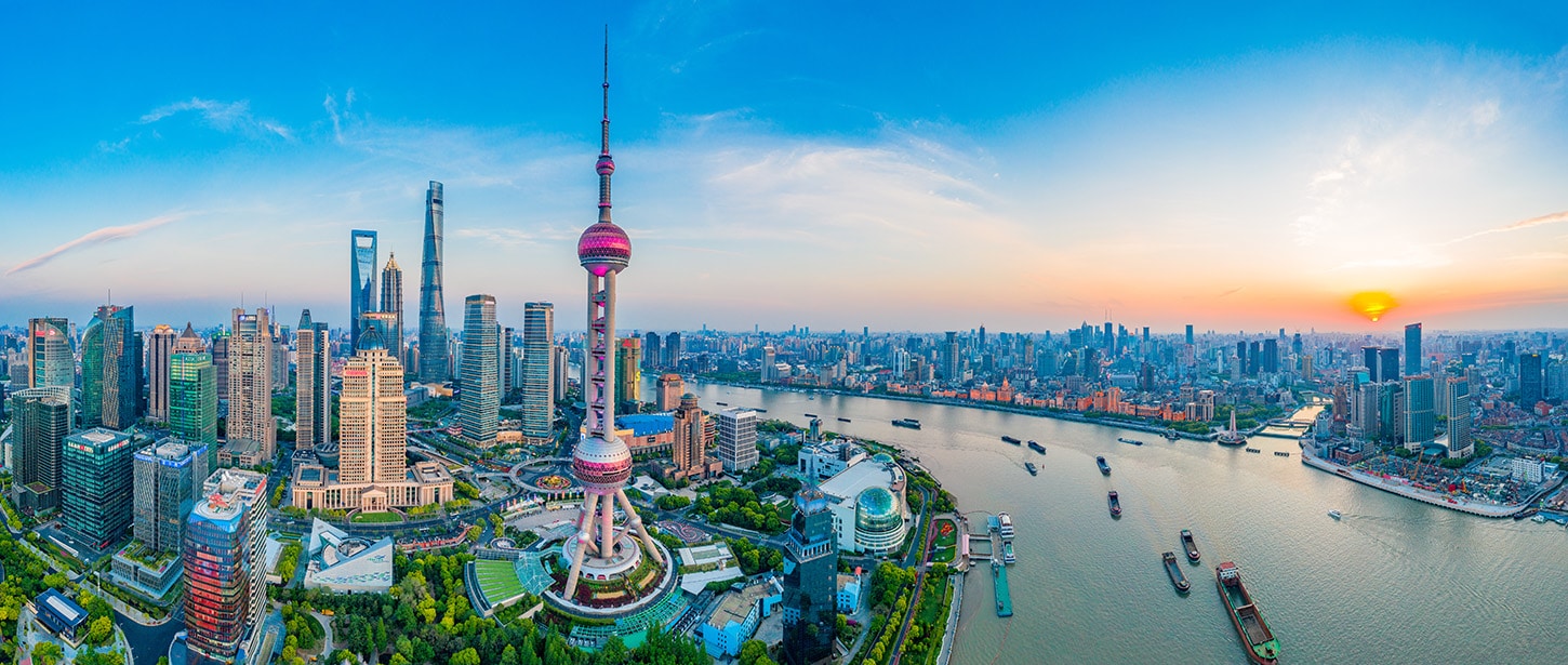 Aereal view of Shanghai Skyline