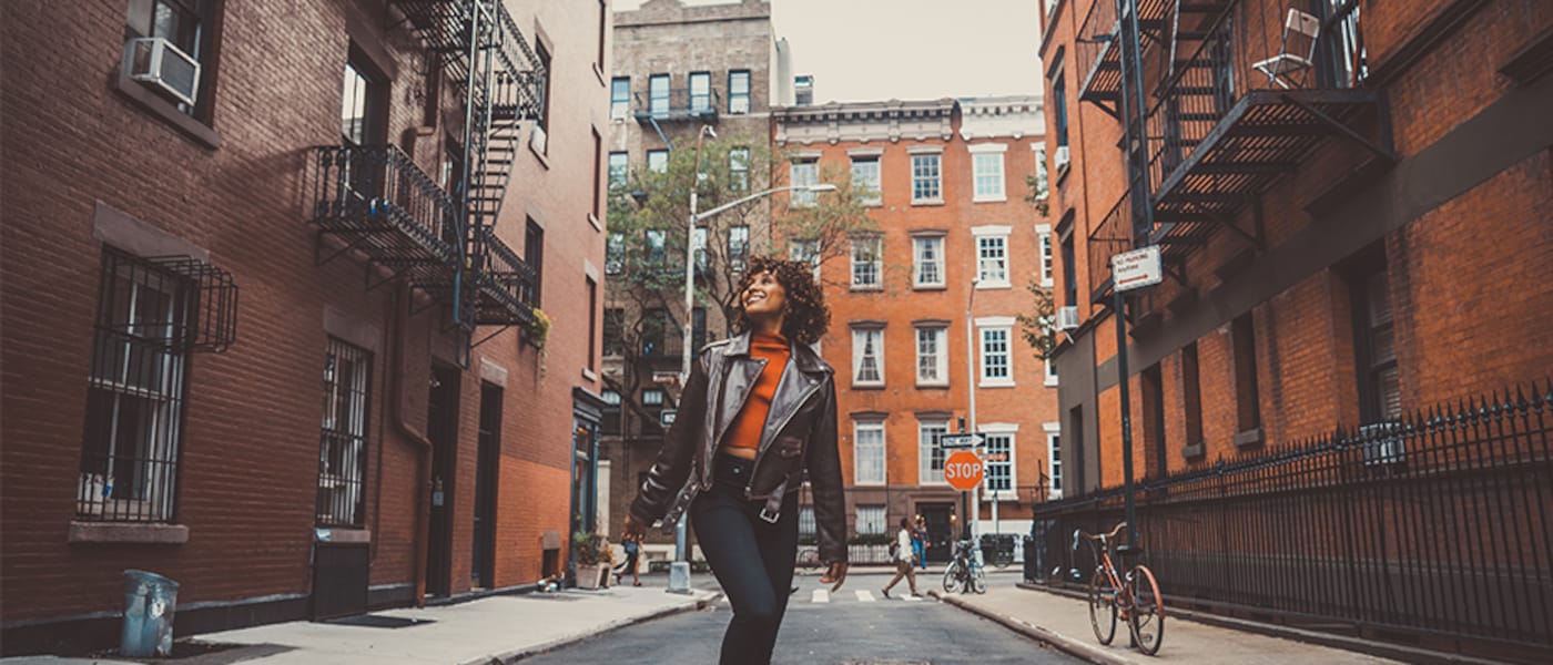 Woman walking in New york city