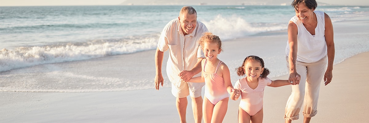 Family on beach