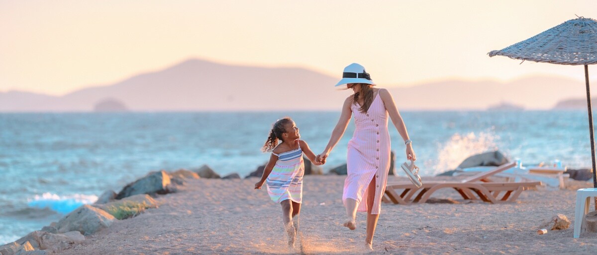 Mom and daughter at the beach