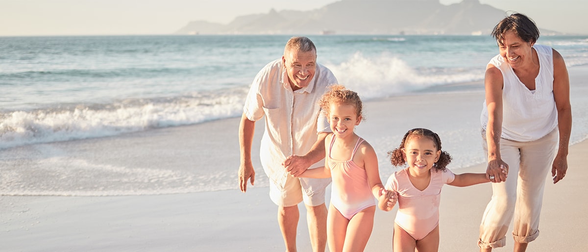Family on beach